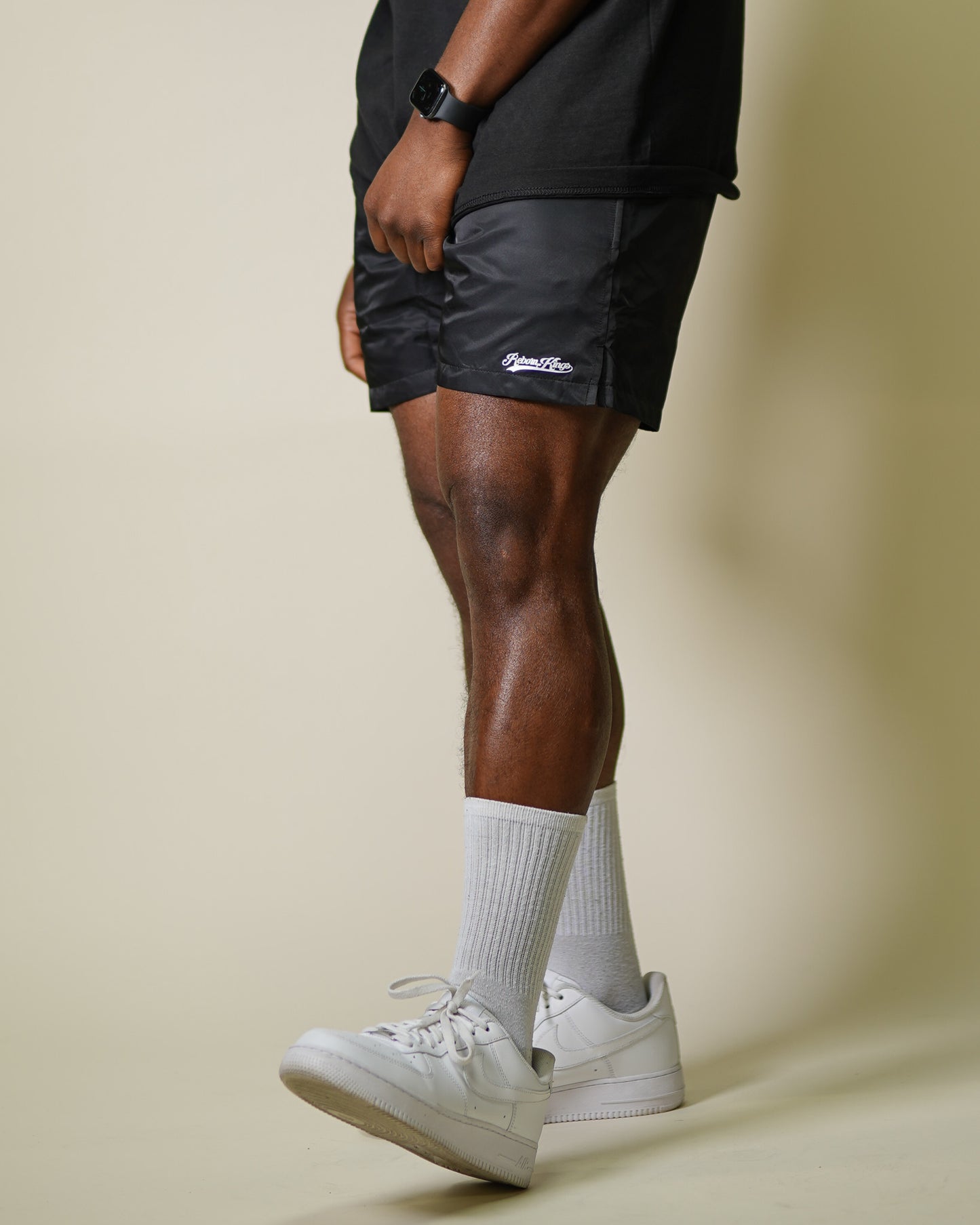 Script Logo Nylon Shorts in Black