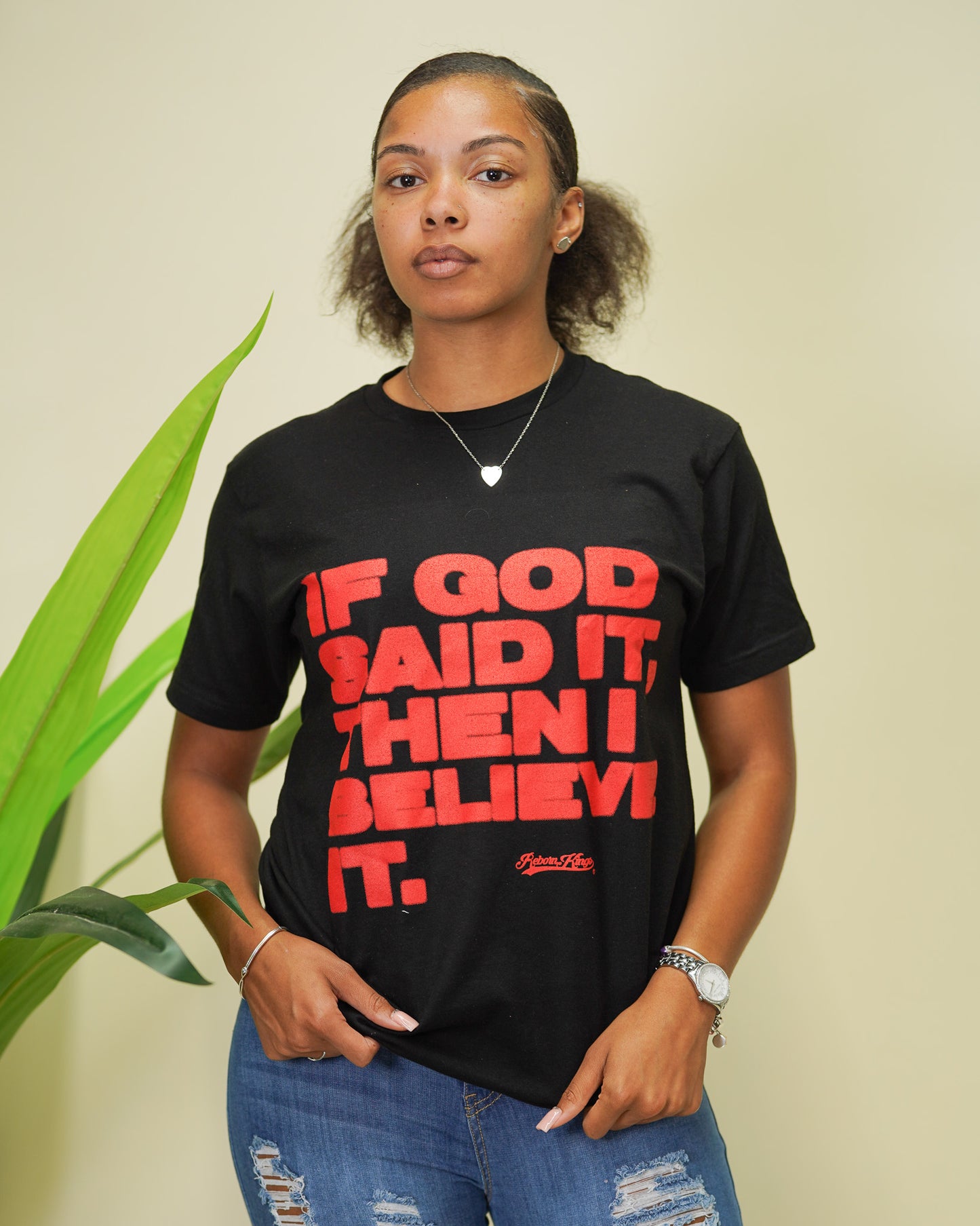 If God Said It, Then I Believe It Tee in Black