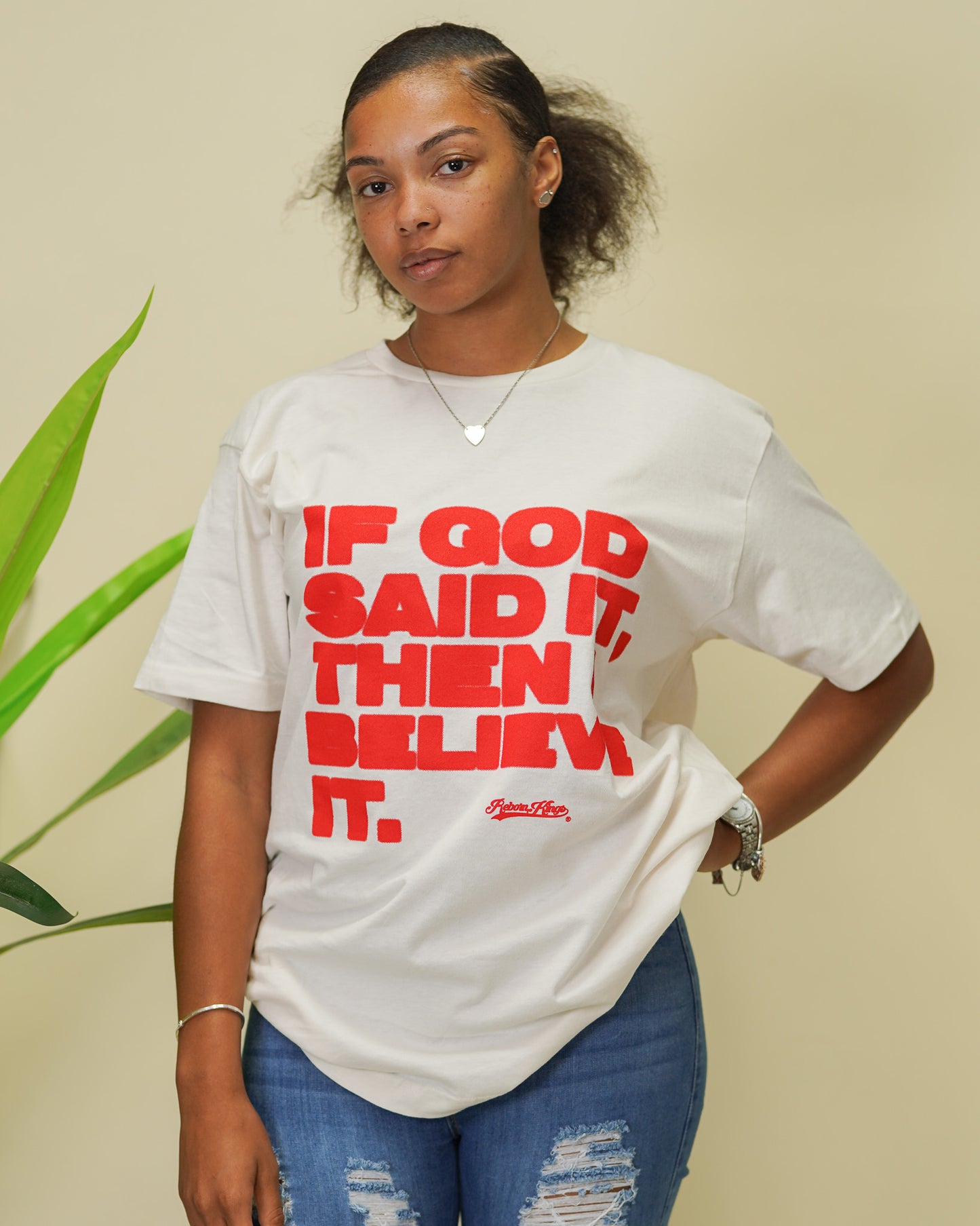If God Said It, Then I Believe It Tee in Vintage White