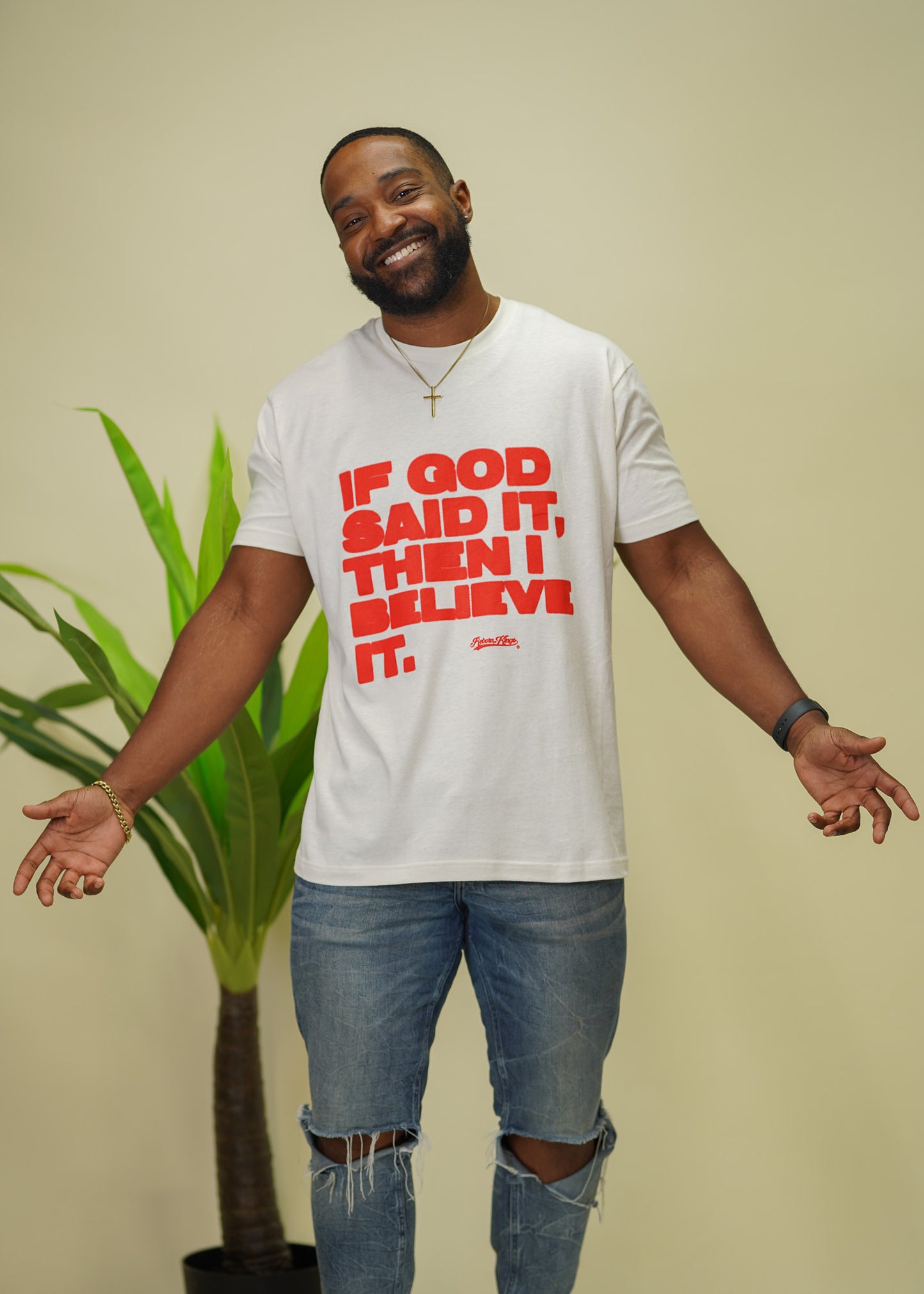 If God Said It, Then I Believe It Tee in Vintage White