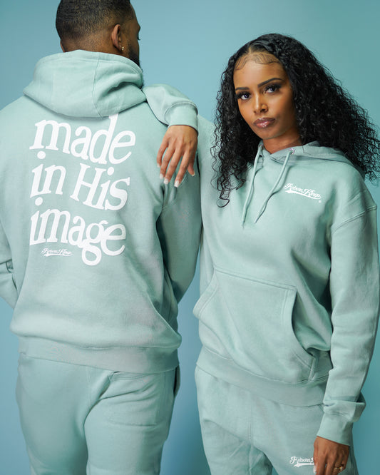 "Cozy" Made In His Image Jogger Set in Seafoam