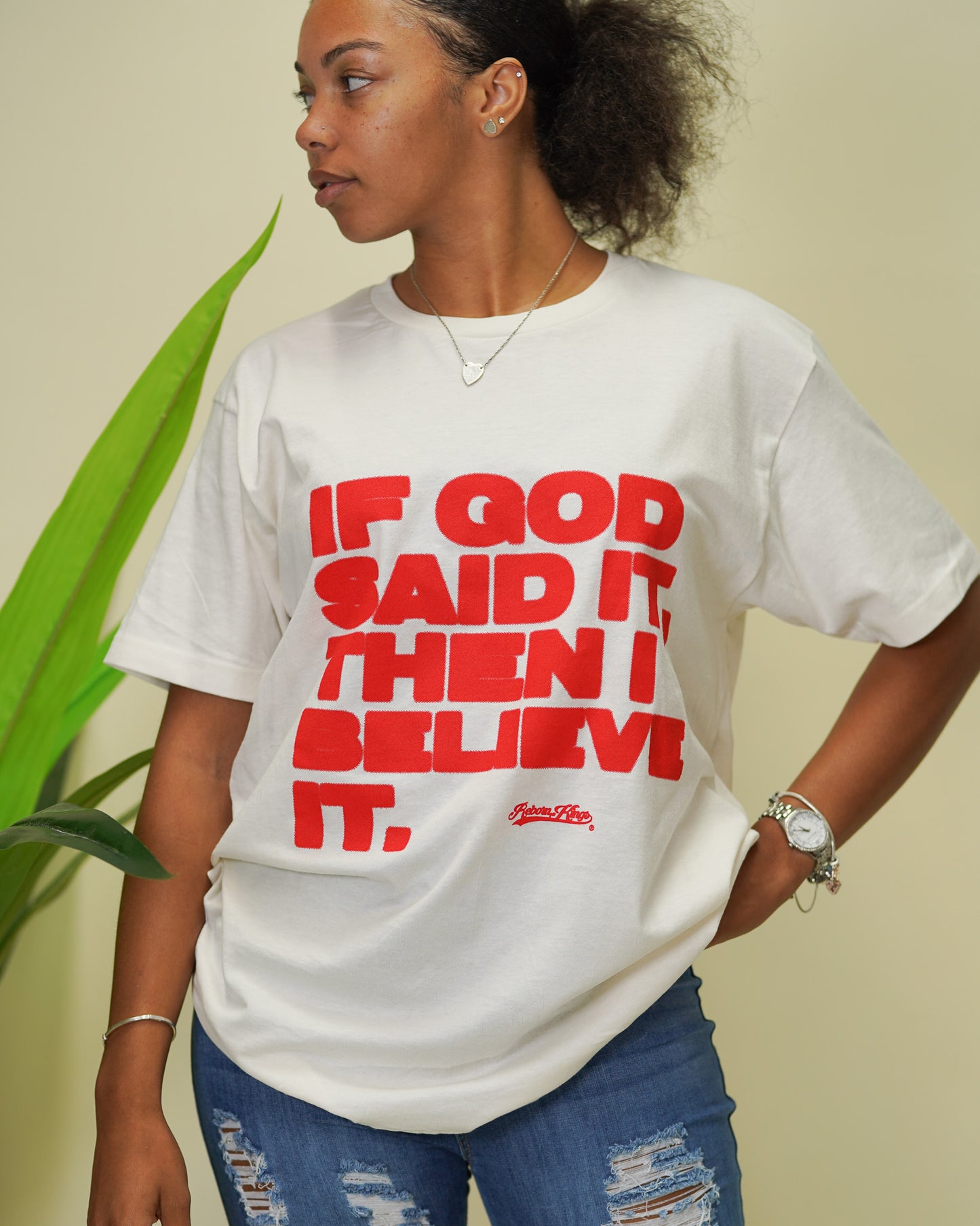 If God Said It, Then I Believe It Tee in Vintage White