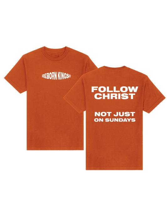 Follow Christ Tee in Texas Orange