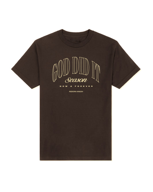 God Did It Tee in Brown