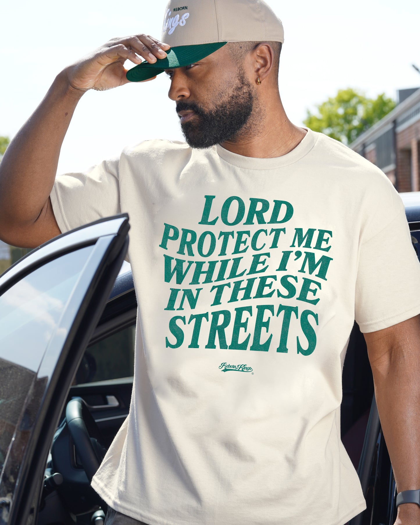 Lord Protect Me While I'm In These Streets Tee in Vintage White