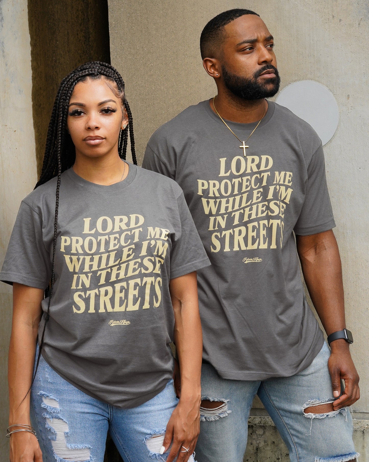 Lord Protect Me While I'm In These Streets Tee in Charcoal