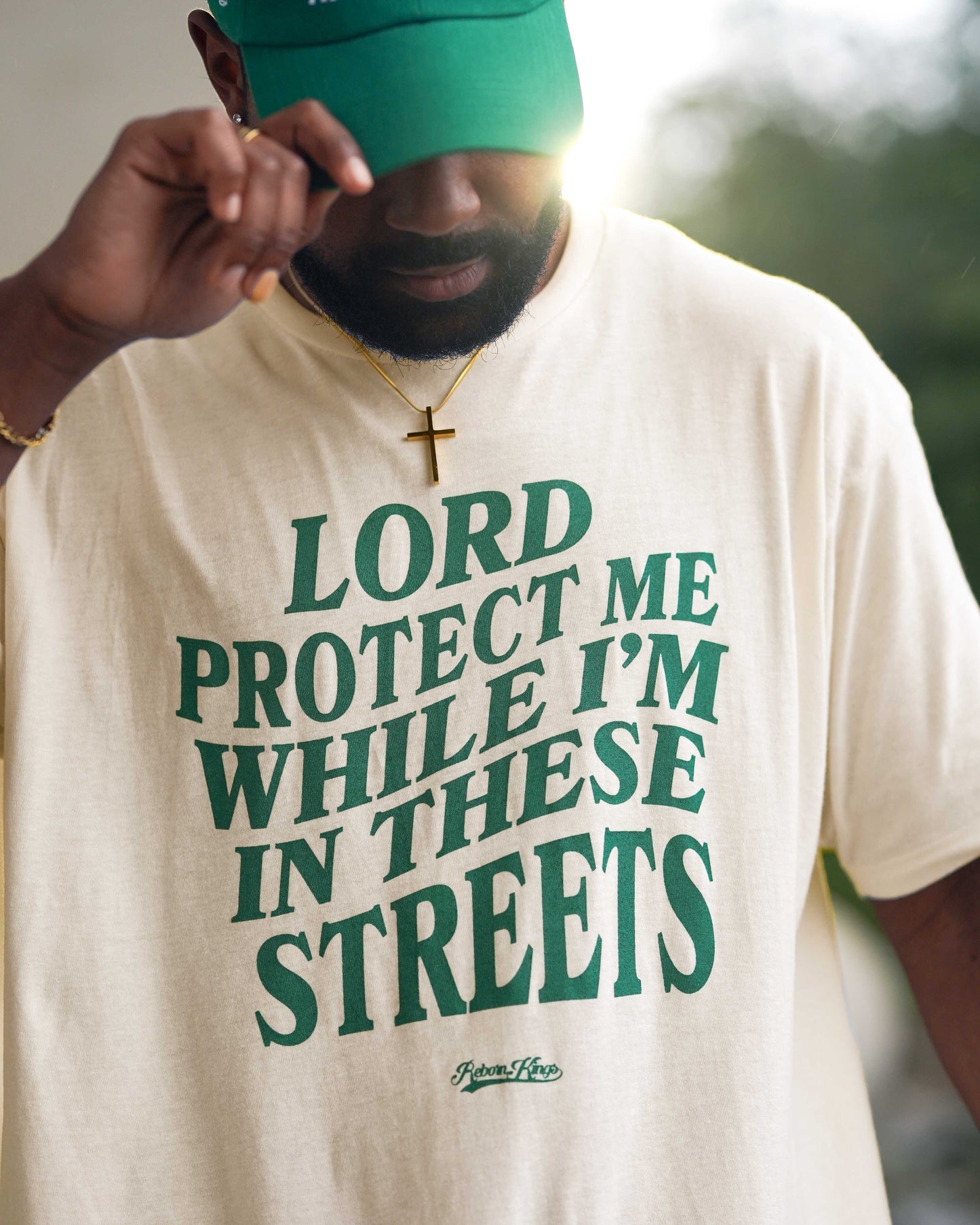 Lord Protect Me While I'm In These Streets Tee in Vintage White